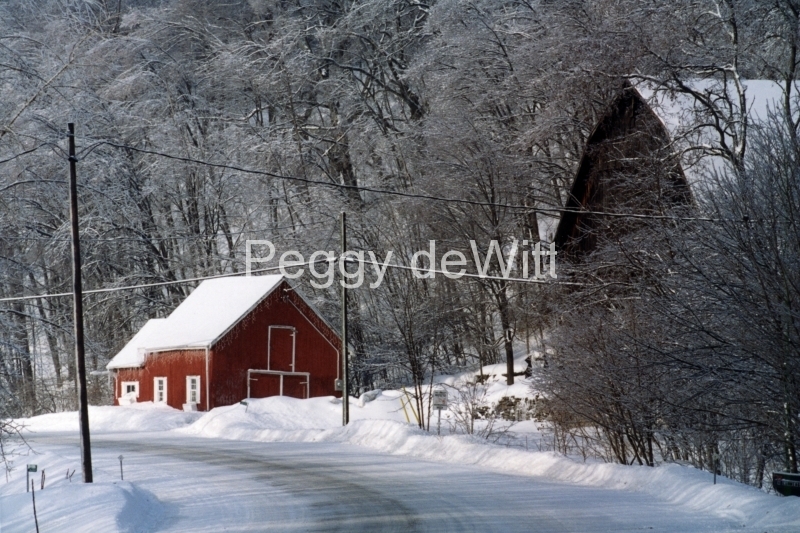 Barn Red Icy Waupoos Winter #413 8x12