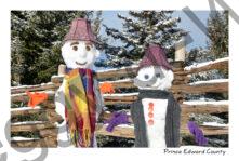 Snowmen Fence  Closeup #4139