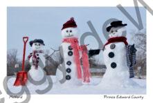 Snowmen Three Red Shovel #3848