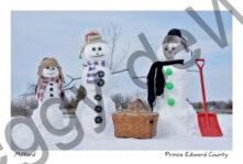 Snowmen Three Red Shovel Basket #3849