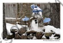Snowman Sitting On Fence #4787